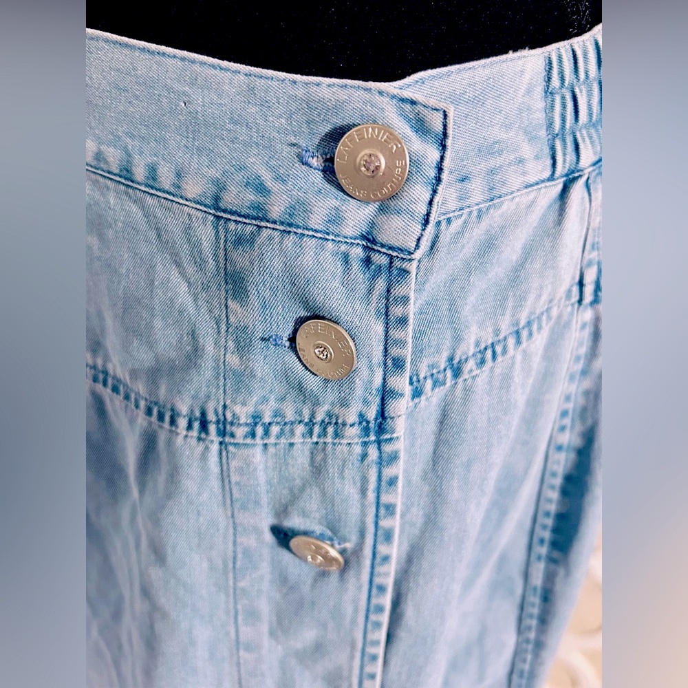 XL LAFEI-NIER COTTON LONG SKIRT DENIM JEAN CHAMBRAY BEADED BLUE SOFT BOHO - Picture 10 of 15